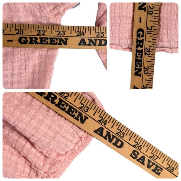 Lauren Conrad Womens Top XL Soft Peach Textured Long Sleeve Boho Peasant Style - Picture 10 of 10